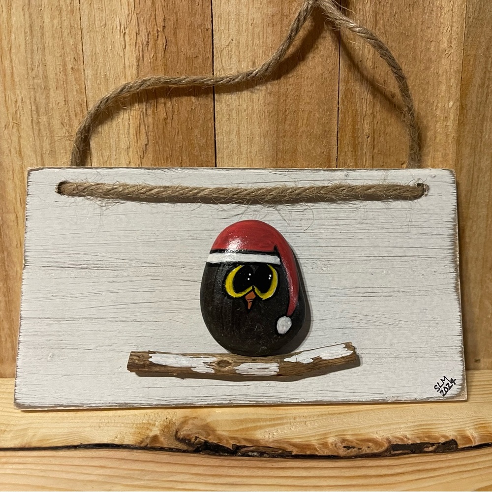 Owl in Santa Hat - Holiday Wall Art